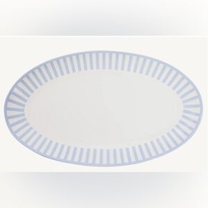 Round House Blue and White Striped Oval Platter